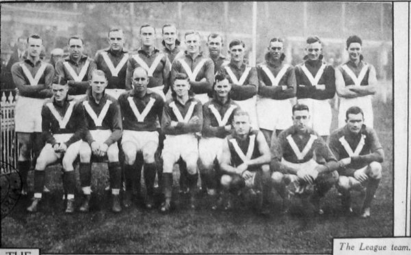 VFL Team in Dark Blue - Australasian 1931 - Source: State Library of Victoria Newspaper Collection - Photographer Unknown