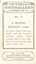 1933 BDV Cigarettes   Collingwood F Murphy Card Number 7   Carnegie Collectables 