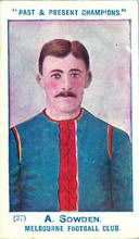 1905 Wills PnP Chamipions 37 Melbourne Arthur Snowden Source: Otway Jack's Football Cards