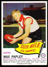 1966 Scanlens No. 39 Max Papley South Melbourne Swans Sportmem