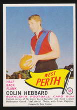 1966 Scanlens No. 55 Col Hebbard West Perth West Aust WAFL Back Sportmem