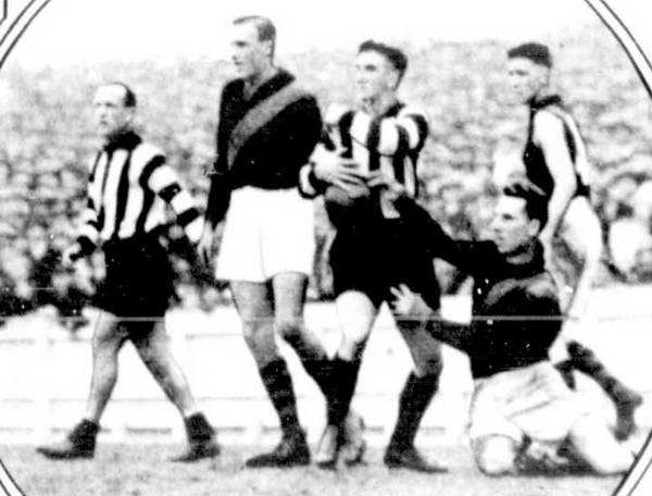 Australasian 4-May-1929 p71 Tom O'Halloran On Ground Gets A Free Kick