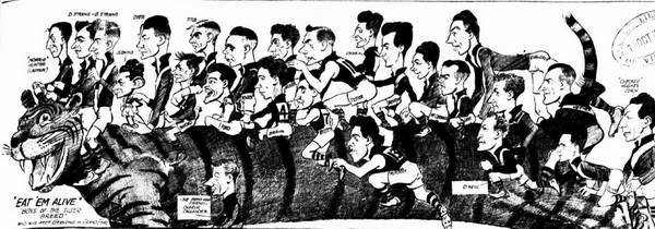 Herald 9-Oct-1931 p15   Richmond Players for Grand Final by Wells (Tom in the air just to the left of the tail)