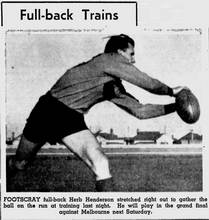 The Age 22-Sep-1954 p14 Herb Henderson Footscray - Source- Google News Archive