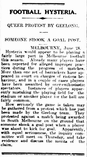 Mercury -Hobart 25Jun1924 p12 Football Hysteria