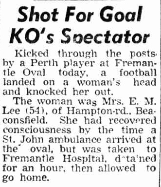 The Daily News Perth 15Jul1950 p1 Shot for Goal KOs Spectator