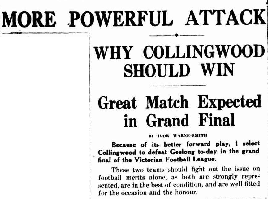 The Argus 25Sep1937 p16 Why Collingwood should win