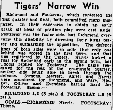 The Age 5Aug1940 p10 Richmond v Footscray