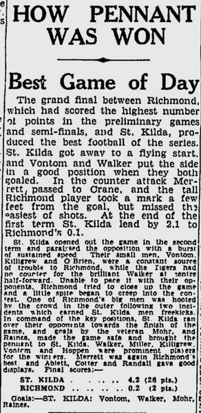 The Age 5Aug1940 p10 St Kilda v Richmond