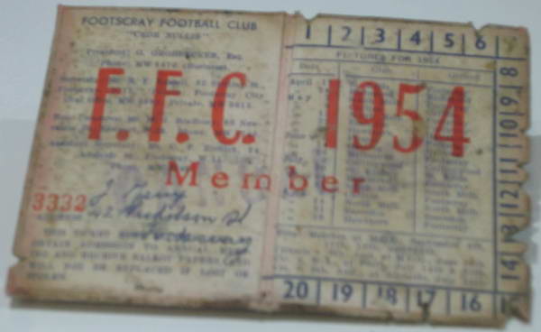 1942 Member Ticket FFC - Source: Bulldogs Museum - Whitten Oval (Photo MRiley)