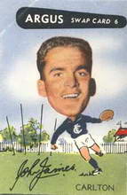 John James - 1954 Argus Football Swap Cards Source: Australian Football Cards