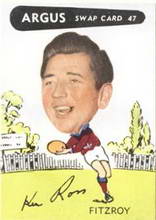 Ken Ross - 1954 Argus Football Swap Cards Source: Australian Football Cards