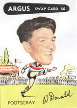 Wally Donald - 1954 Argus Football Swap Cards Source: Australian Rules Football Cards