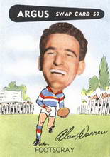 Allen Warren - 1954 Argus Football Swap Cards Source: Australian Football Cards