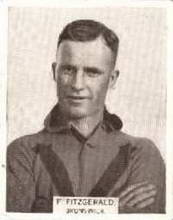 Frank Fitzgerald No:125- 1933 Wills League Footballers - Larger Size Source:Australian Rules Football Cards