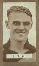 Jack Titus - 1934 MacRobertsons 1/2d Footballers - Source: Australian Rules Football Cards